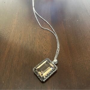 Silver Rectangle Pendant Necklace